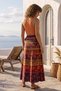 Purple Tie-Waist Allover Printed Casual Cotton Long Wrap Woven Skirt 102 70 - 8