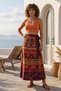Purple Tie-Waist Allover Printed Casual Cotton Long Wrap Woven Skirt 102 70 - 5