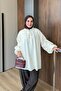 Women's Collar Tie-Up Floral Embroidery Detail Half-Button Tunic Cream - 5