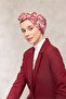 وشاح من القطن والبوليستر بلون كريمي-أحمر وأسود بنقش ناعم وملمس مميز مقاس 90x90 - 4