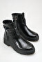 S240 Women's Crocodile Patterned Serrated Thick Sole Zippered Buckle Ankle Boots