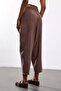 Brown Elastic Waist Carrot Cut Trousers 581175 - 4