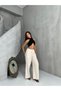 Elastic Waist, Lace-Up, Loose-Leg Palazzo 100% Linen Pants - 4