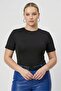 Women Solid Short Sleeve Bodysuit, Black
