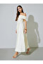 Cream Lace Off Shoulder A-Line Maxi Dress - 3