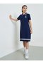 Teen Girls Cotton Polo T-Shirt Dress With Striped Hem