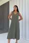 V-Neck Pique Detailed Women's Dress - Green - 4