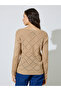 Khaki Pointelle Diamond Pattern Knit Top - 5