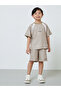 Boys Beige Graphic T-Shirt And Shorts Set - 2