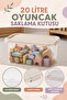 3-Piece Organizer with Locking Lid - Children's Item Organization Baby Room Toy Storage Box 20Lt Beige - 3