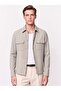 Comfort Fit Side Pockets Flexible Cotton Snap Fasteners Beige Shirt Jacket C 736