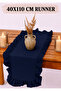 Firfirli Dark Blue Runner, Decorative Small Size 40X110 cm