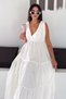 Women's V-Neck Layered Flounce Casual Maxi Dress - 3