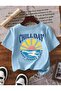 Boy's Baby Blue Chill Day Back Print Crew Neck T-Shirt - 2
