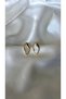 Women's Gold Detailed Pearlescent Design Oval Earrings