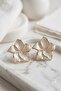 Pearlescent White Daffodil Flower Gold Women's Earrings (3 cm)