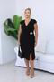 Plus Size Double-Breasted Collar Dress with Gold Accessories - 3