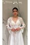 2-Piece Silky Satin Lace Nightgown Robe Set Bridal Bundle Dowry Nightgown Back Cross Tie Detail Robe Sleeve Lace - 4