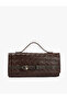 Knitted Textured Faux Leather Handbag with Metal Buckle