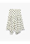 Asymmetrical Cut Polka Dot Midi Poplin Skirt with Cotton Tie Detail - 2