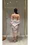 2 Piece Dowry Satin Short Nightgown and Dressing Gown Set Romantic Floral Patterned Belted Ends and Sleeves Ruched Bridal Set - 2