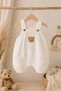 Teddy Bear Detailed 100% Cotton Muslin Baby Boy Jumpsuit M00847 Beige - 2