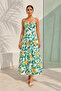 Women's Green Pineapple Patterned Corseted Strappy Maxi Dress - 3