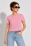 Modal Crew Neck Short Sleeve Belted T-Shirt – Pink
