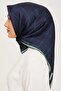 Sura Silk Scarf Houndstooth, Plaid, Navy Blue, Green - 4