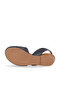Navy Blue Leather Women's Heeled Sandals - 5