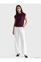 Ozmarka New Season Burgundy Crew Neck Short Sleeve Women's Knitwear Sweater - 2