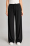 Women's Black Comfortable Cut Baggy Wide Leg Pants with Elastic Waist and Lace-Up Casual Stylish Loose Trousers - 4