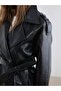 Esvab • Modern & Distinctive Belted Women's Leather Look Coat - 4
