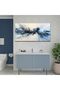 Navy Blue Gold Abstract Ink Art Gallery Wrapped Canvas Wall Art | 50x100cm 20x40 inch | Panoramic Luxury Wall Decor - 3