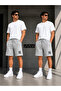 2-Piece Shorts Men's Ny Printed (Gray-Grey) Basic Summer Shorts Set - Above Knee Comfortable Fit 2-Piece Economic Package