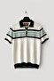 Gold Buttoned Striped Polo Collar Green Tricot T-Shirt