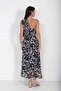 Women's Helentek Shoulder Buckle Detailed Lined Ethnic Pattern Long Chiffon Dress - 4