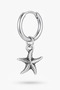 Unisex Silver Color Surgical Steel Dangle Sea Star Figured Hoop Earring 1 Piece
