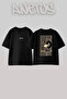 Fars Hali_1 Design Back Printed Cotton Black Oversize T-Shirt