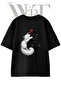 Ask Cats Design Printed Unisex Black Oversize T-Shirt