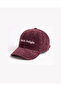 Turkish Delight White Embroidery Printed Burgundy Premium Velvet Hat - 2
