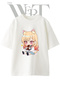 Marin Kitagawa Nekomimi Design Printed Unisex White Oversize T-Shirt