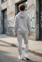 Gray Boy's Hooded Jogger Tracksuit 2 Thread Track Suit 24612 - 5