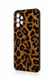 Samsung A13 Compatible Dark Leopard Leather Patterned Silicone Case - 4