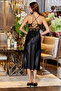2 Piece Silky Satin Lace Detailed Nightgown and Robe Set Dowry Set with Drawstring Back and Tie-Up Back - 2