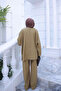 Oil Green V-Neck Tunic Trouser Suit - 5