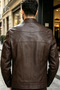 Bradley Men's Genuine Leather Fit Cut Leather Coat Brown - 4