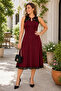 Timeless Elegance - Halter Neck Midi Viscose Dress with Lace and Ring Detail - 4