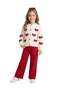 Girls' Set Children's Bowknot Long Sleeve Cardigan Pants Red Detailed Girls' Set - 3