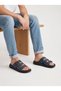 Men's Navy Blue Three-Stripe Buckle Casual Comfortable Summer Slippers - 2